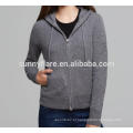 Hot Sale Women 100% Cashmere Hoodie Sweater Com Zip